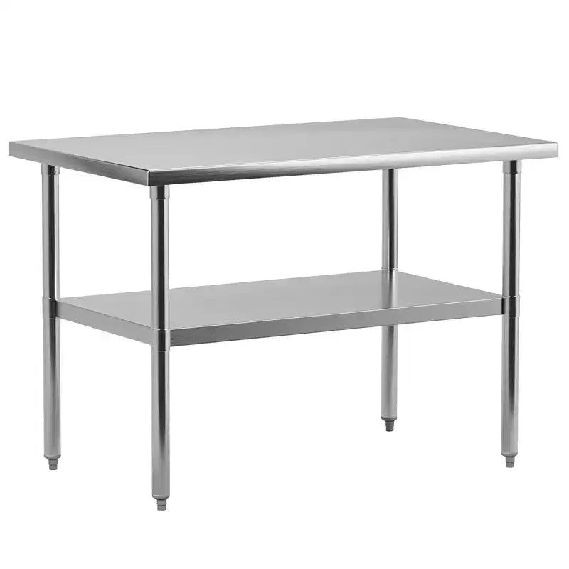 Tavolo da Lavoro in Acciaio Inox con Sottopiano Regolabile, Tavolo da Preparazione Commerciale per Cucina, Ristorante, Garage
