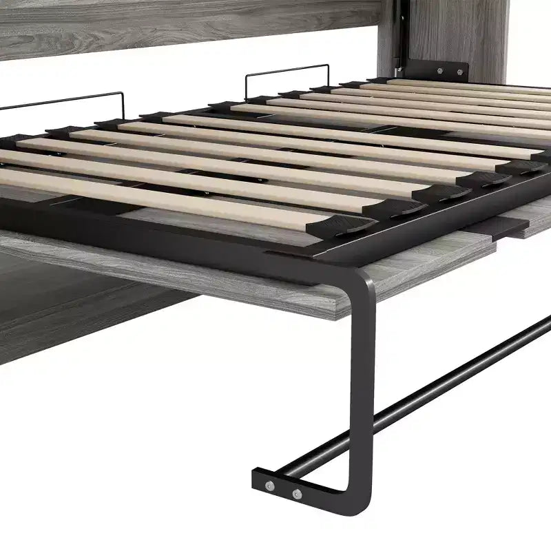Letto a scomparsa GDFStudio Bennett in metallo e legno, ripiegato in un armadio