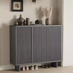 Shoe Cabinet with Fluted Door, 5-Tier Storage with 4 Adjustable Shelves, Rustic Entryway Shoe Bench for Hallway