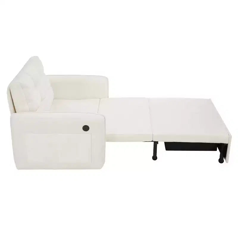 Poltrona Letto Whisen 3 in 1, Divano Letto Estraibile 80 Extra Lungo, Divano Letto Singolo in ciniglia con Tasche portaoggetti