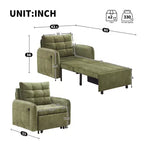 Poltrona Letto Whisen 3 in 1, Divano Letto Estraibile 80 Extra Lungo, Divano Letto Singolo in ciniglia con Tasche portaoggetti