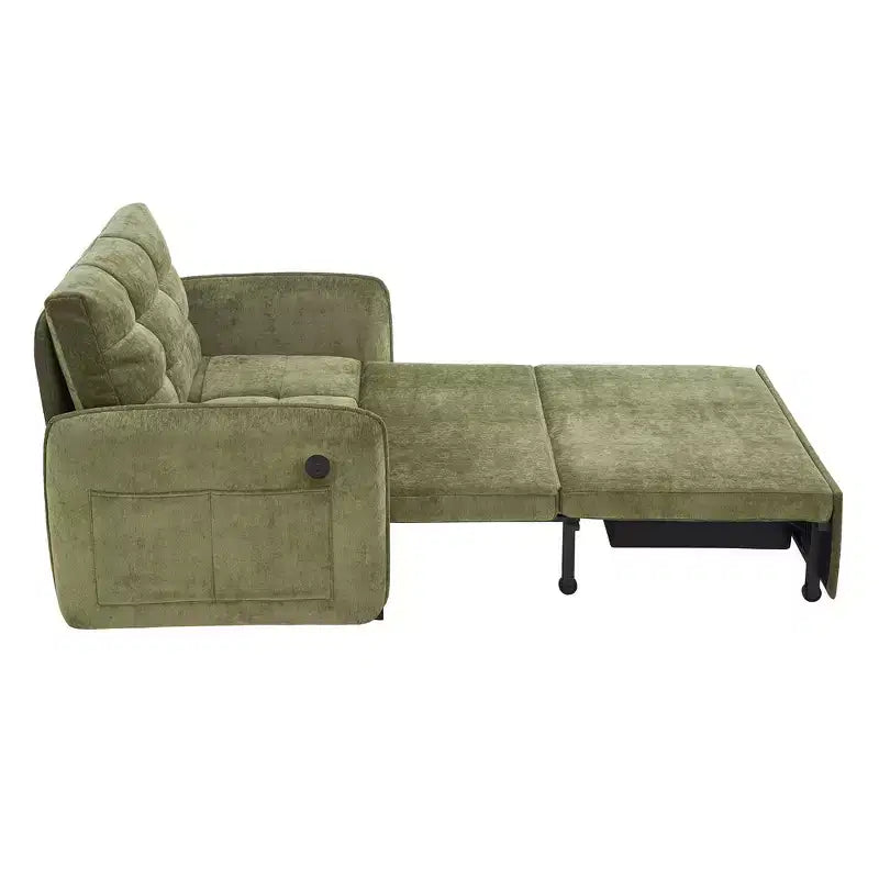 Poltrona Letto Whisen 3 in 1, Divano Letto Estraibile 80 Extra Lungo, Divano Letto Singolo in ciniglia con Tasche portaoggetti