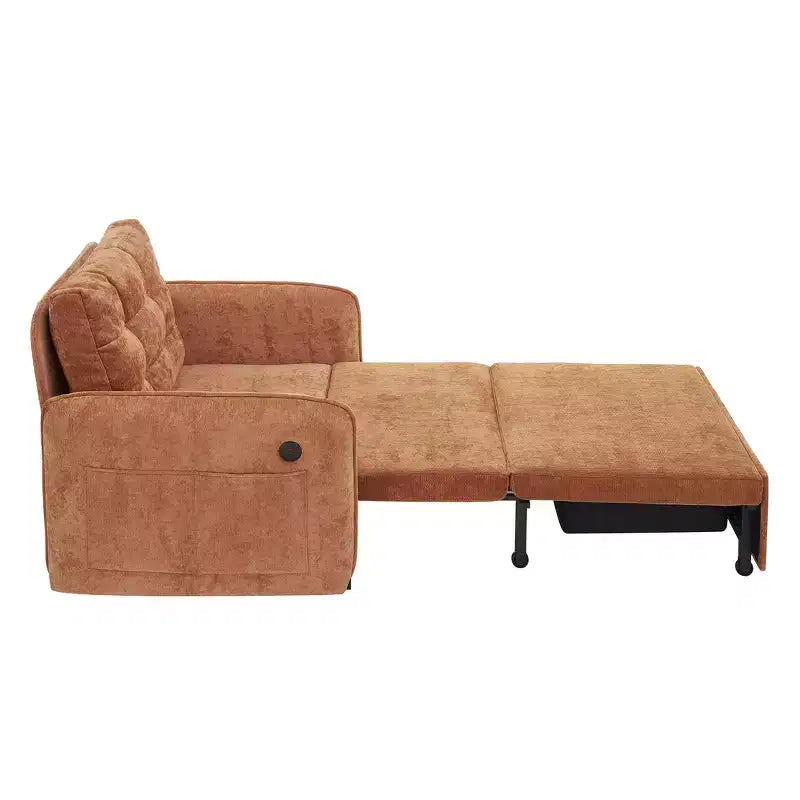 Poltrona Letto Whisen 3 in 1, Divano Letto Estraibile 80 Extra Lungo, Divano Letto Singolo in ciniglia con Tasche portaoggetti