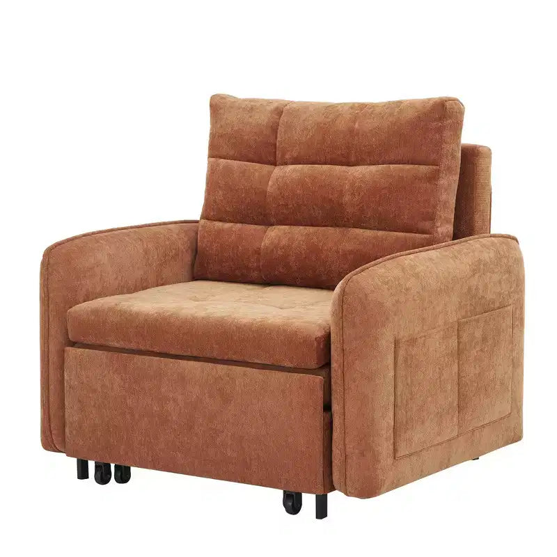 Poltrona Letto Whisen 3 in 1, Divano Letto Estraibile 80 Extra Lungo, Divano Letto Singolo in ciniglia con Tasche portaoggetti