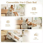 Poltrona Letto Whisen 3 in 1, Divano Letto Estraibile 80 Extra Lungo, Divano Letto Singolo in ciniglia con Tasche portaoggetti