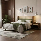 Christopher Knight Home Megan Struttura letto contemporanea in legno con testiera imbottita in rattan