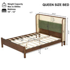 Christopher Knight Home Megan Struttura letto contemporanea in legno con testiera imbottita in rattan