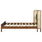 Christopher Knight Home Megan Struttura letto contemporanea in legno con testiera imbottita in rattan