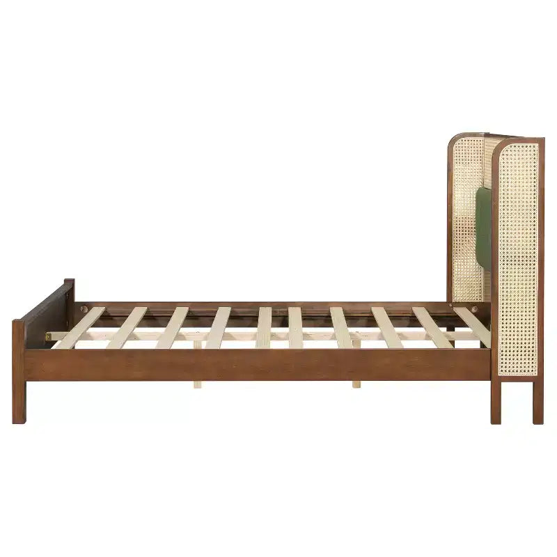 Christopher Knight Home Megan Struttura letto contemporanea in legno con testiera imbottita in rattan