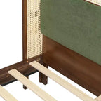 Christopher Knight Home Megan Struttura letto contemporanea in legno con testiera imbottita in rattan