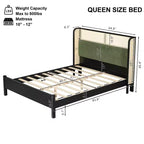 Christopher Knight Home Megan Struttura letto contemporanea in legno con testiera imbottita in rattan