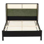 Christopher Knight Home Megan Struttura letto contemporanea in legno con testiera imbottita in rattan