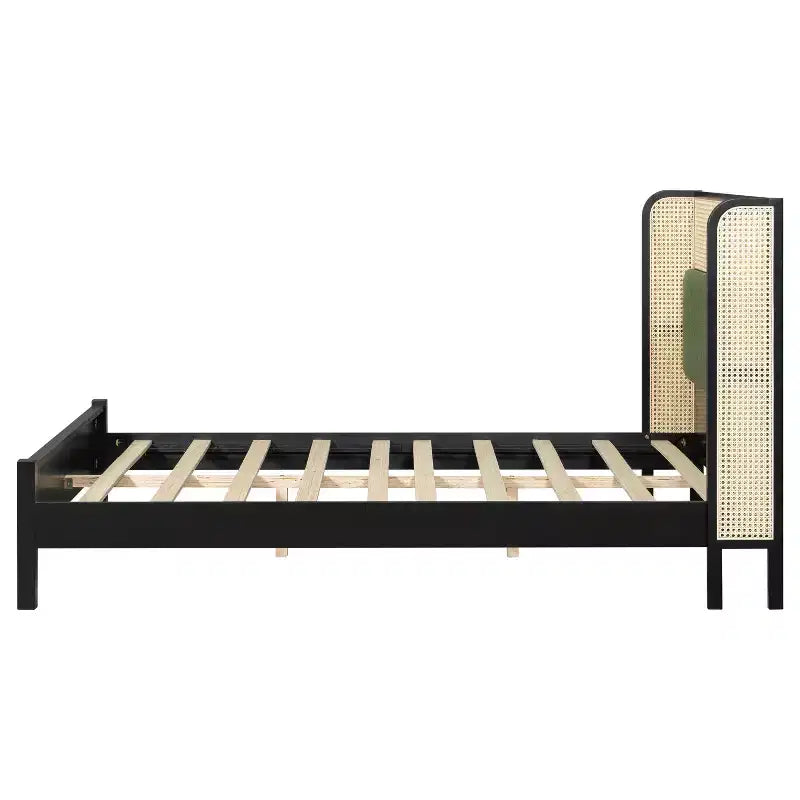 Christopher Knight Home Megan Struttura letto contemporanea in legno con testiera imbottita in rattan