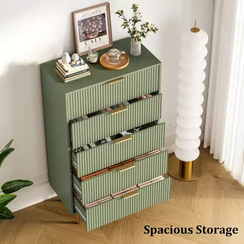 Cassettiera a 5 cassetti con cassetti ampi - Comò moderno in legno per camera da letto, soggiorno, ripostiglio e corridoio