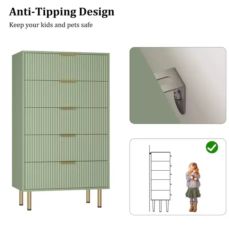 Cassettiera a 5 cassetti con cassetti ampi - Comò moderno in legno per camera da letto, soggiorno, ripostiglio e corridoio