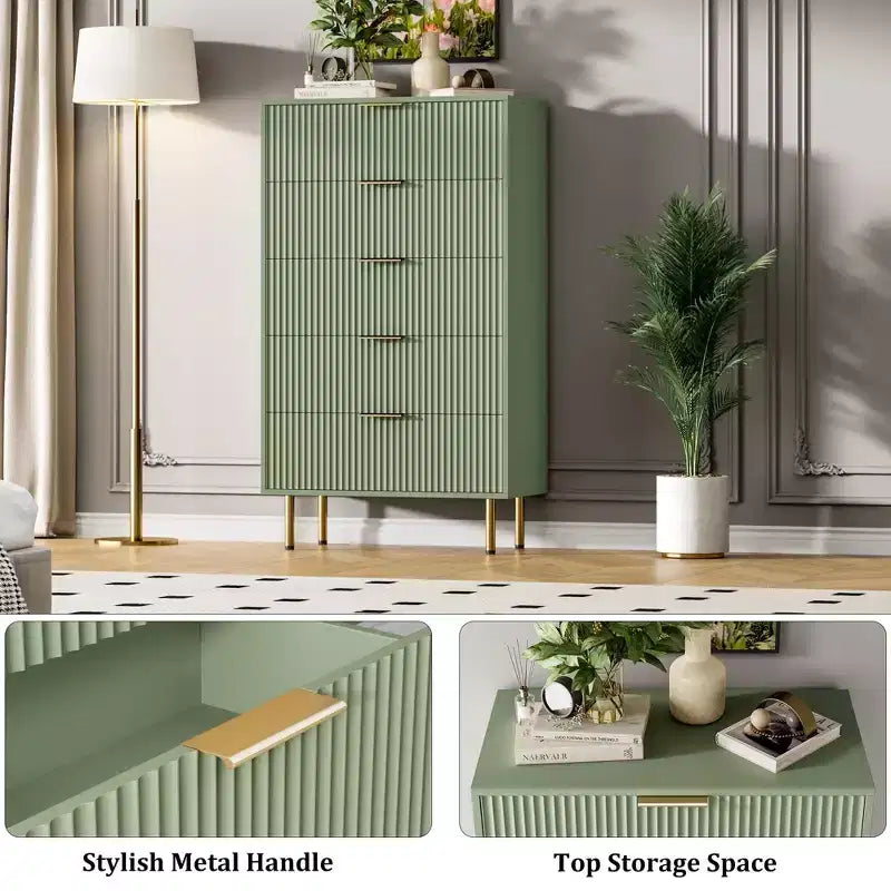 Cassettiera a 5 cassetti con cassetti ampi - Comò moderno in legno per camera da letto, soggiorno, ripostiglio e corridoio