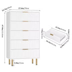 Cassettiera a 5 cassetti con cassetti ampi - Comò moderno in legno per camera da letto, soggiorno, ripostiglio e corridoio