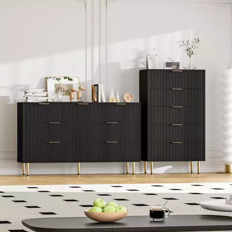 Cassettiera a 5 cassetti con cassetti ampi - Comò moderno in legno per camera da letto, soggiorno, ripostiglio e corridoio
