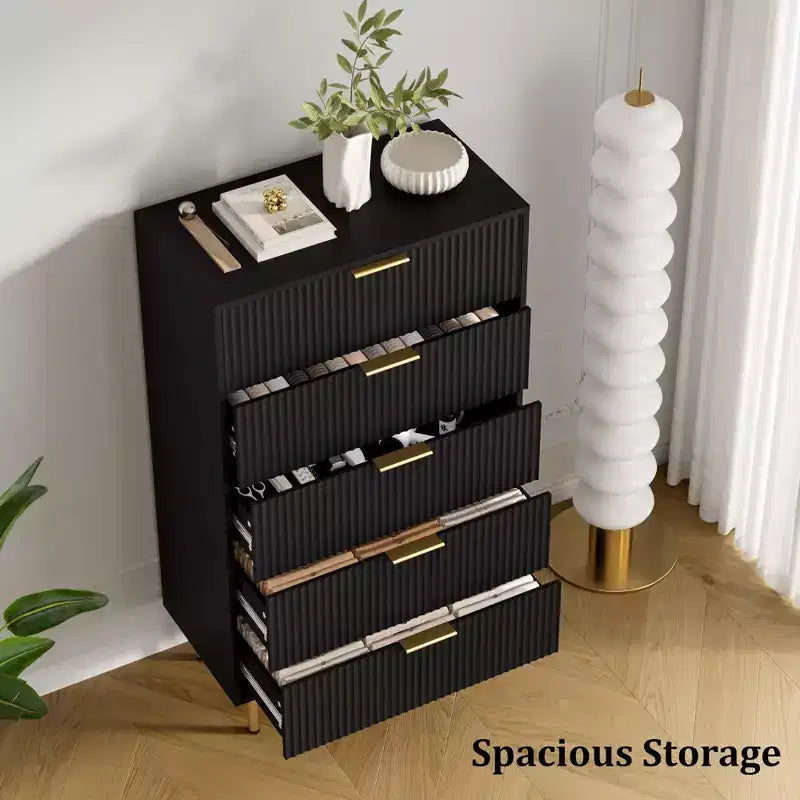 Cassettiera a 5 cassetti con cassetti ampi - Comò moderno in legno per camera da letto, soggiorno, ripostiglio e corridoio
