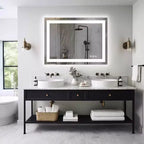 MAYEERTY Anti-fog LED Bathroom Mirror, Dual Light Source with Three Lighting Modes