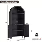 COZONY Libreria ad arco con ante, libreria moderna a 5 ripiani con armadietto, scaffale espositivo aperto per soggiorno e ufficio