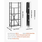 Scaffale portaoggetti pieghevole a 5 ripiani VIYET con ruote, 71 x 33 x 168 cm, in metallo