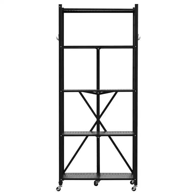 Scaffale portaoggetti pieghevole a 5 ripiani VIYET con ruote, 71 x 33 x 168 cm, in metallo
