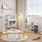 Acekool Scaffale in Legno per Bambini, Libreria con 5 Scomparti a Casetta con Contenitori, Scaffale Organizzatore per la Cameretta dei Bambini, Bianco
