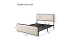TUYOHW Letto Matrimoniale a Piattaforma con Testiera e Pediera Curve Imbottite, Telaio Letto in Metallo Resistente con Contenitore Sottoletto
