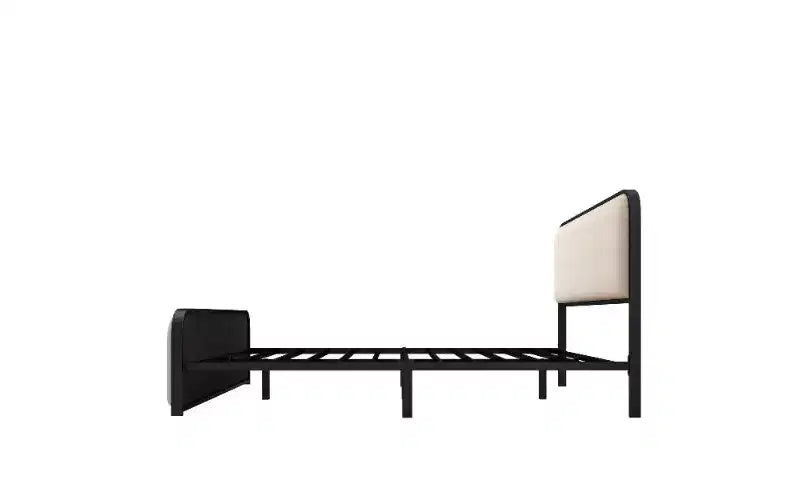TUYOHW Letto Matrimoniale a Piattaforma con Testiera e Pediera Curve Imbottite, Telaio Letto in Metallo Resistente con Contenitore Sottoletto