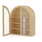 Armadietto da bagno a parete ad arco, mobiletto pensile da medicinali in legno stile rustico con ante in acrilico e ripiani regolabili per cucina e lavanderia