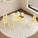 Set Tavolo e Sedie per Bambini con 2 Sedie a Coniglio, Tavolo da Attività in Legno per Bambini, Set da Studio e Gioco con Design Animale Carino per la Stanza dei Giochi