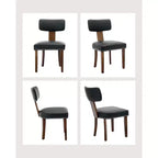 2 set di sedie da pranzo, sedie da cucina moderne in pelle, con schienali curvi, telaio in legno massello, gambe in legno e decorazione con borchie