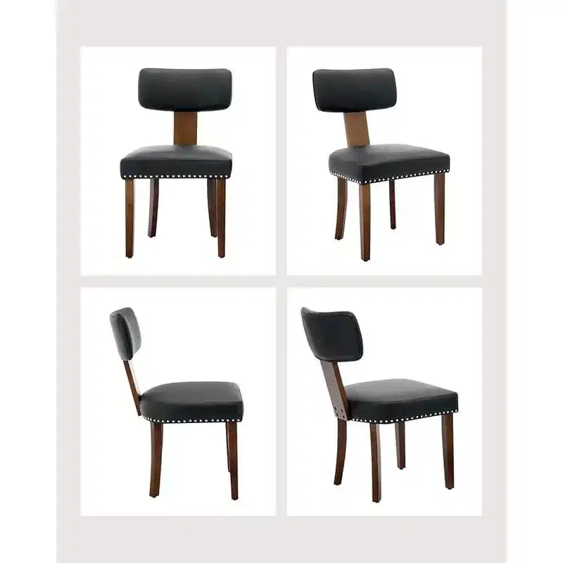 2 set di sedie da pranzo, sedie da cucina moderne in pelle, con schienali curvi, telaio in legno massello, gambe in legno e decorazione con borchie