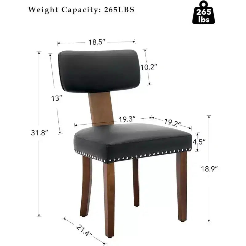2 set di sedie da pranzo, sedie da cucina moderne in pelle, con schienali curvi, telaio in legno massello, gambe in legno e decorazione con borchie