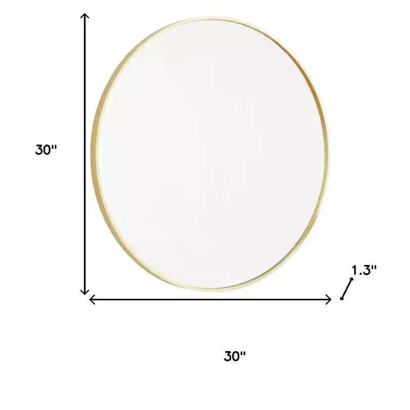 Specchio da bagno HomeRoots 30 rotondo con cornice in metallo dorato
