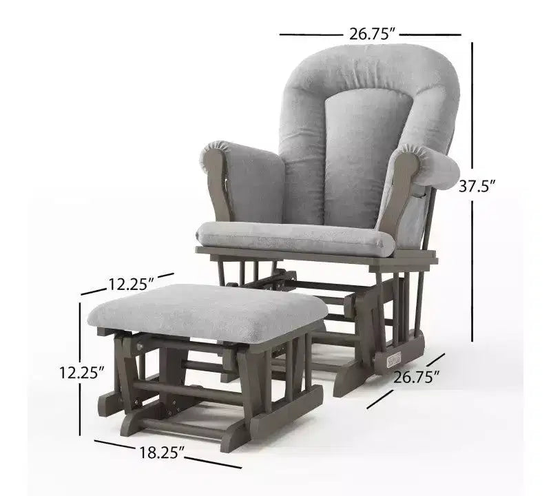 Child Craft Set Poltrona a Dondolo e Ottomana Cozy Glider, Cuscino Imbottito con Comode Tasche Portaoggetti, Base e Struttura in Legno Massello