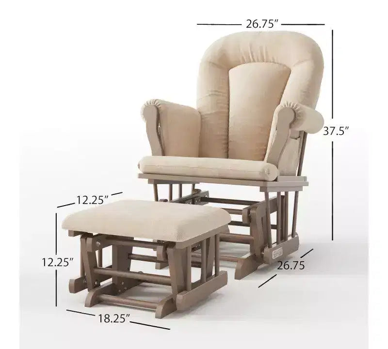 Child Craft Set Poltrona a Dondolo e Ottomana Cozy Glider, Cuscino Imbottito con Comode Tasche Portaoggetti, Base e Struttura in Legno Massello