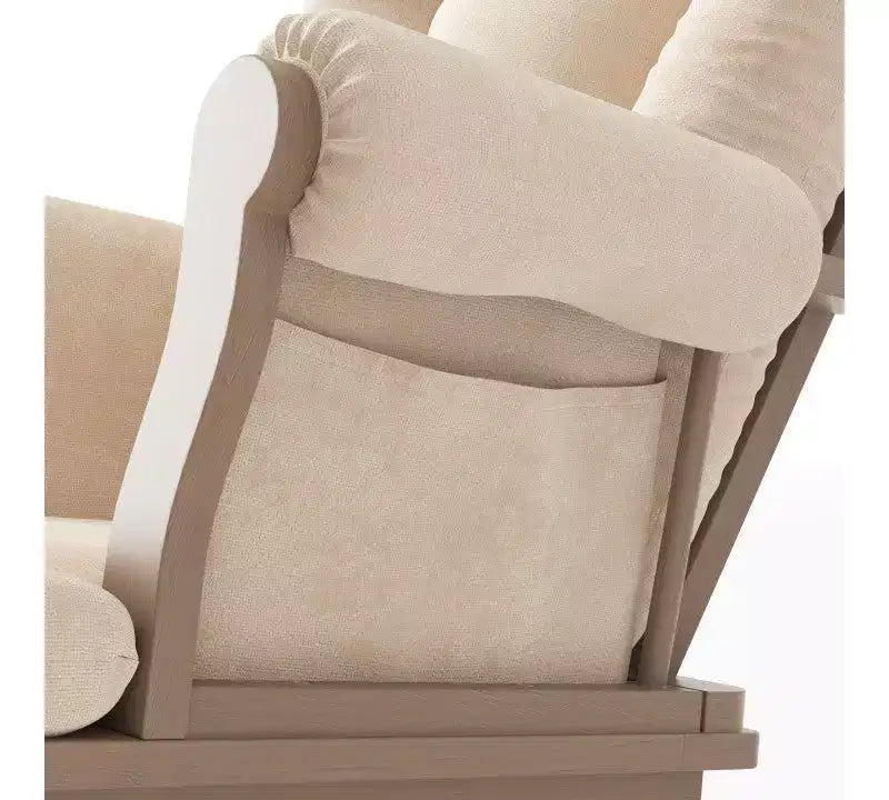 Child Craft Set Poltrona a Dondolo e Ottomana Cozy Glider, Cuscino Imbottito con Comode Tasche Portaoggetti, Base e Struttura in Legno Massello