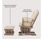 Child Craft Set Poltrona a Dondolo e Ottomana Cozy Glider, Cuscino Imbottito con Comode Tasche Portaoggetti, Base e Struttura in Legno Massello