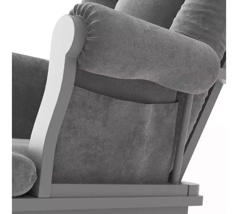 Child Craft Set Poltrona a Dondolo e Ottomana Cozy Glider, Cuscino Imbottito con Comode Tasche Portaoggetti, Base e Struttura in Legno Massello