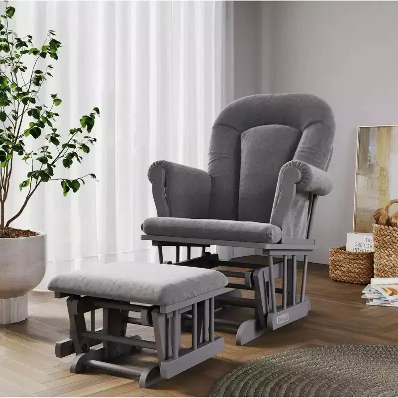 Child Craft Set Poltrona a Dondolo e Ottomana Cozy Glider, Cuscino Imbottito con Comode Tasche Portaoggetti, Base e Struttura in Legno Massello