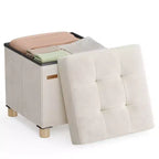 SONGMICS Small Storage Ottoman,Folding Ottoman Cube,15 x 15 x 15.7 Inches,Footstool,Footrest,9.8 Gal. (37 L),Velvet Surface