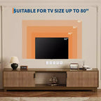 Mobile TV basso moderno di metà secolo, tavolo per console TV con scanalature lungo 70 cm con ripiano portaoggetti aperto per soggiorno, centro di intrattenimento in legno