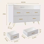 Cassettiera LED con Stazione di Ricarica - Cassettiera Moderna in Legno a 5 Cassetti Larga 120 cm, Organizzatore per Camera da Letto, Cameretta, Corridoio e Appartamenti