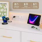 Cassettiera LED con Stazione di Ricarica - Cassettiera Moderna in Legno a 5 Cassetti Larga 120 cm, Organizzatore per Camera da Letto, Cameretta, Corridoio e Appartamenti