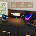 Cassettiera LED con Stazione di Ricarica - Cassettiera Moderna in Legno a 5 Cassetti Larga 120 cm, Organizzatore per Camera da Letto, Cameretta, Corridoio e Appartamenti
