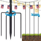10FT Outdoor String Light Poles, Heavy Duty Metal Poles with 5-Prong Ground Base for Hanging String Lights, Tall Yard Garden Light Poles