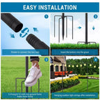 Pali per luci a stringa da esterno da 10FT, Pali in metallo robusto con base a 5 rebbi per appendere luci a stringa, Pali alti per giardino