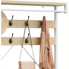 Panca scarpiera industriale Hall Tree, appendiabiti da 72" con ripiano portaoggetti, barra appendiabiti e 8 ganci per ingresso